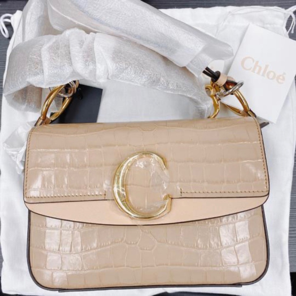 Sold Chloe C crocodile effect leather shoulder bag - Picture 7 of 7